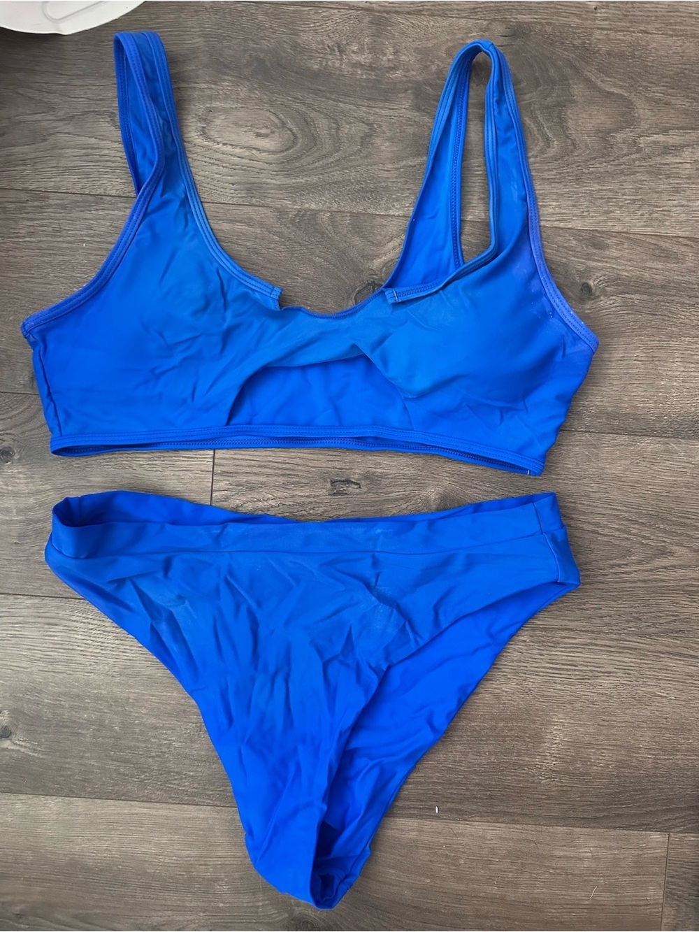 Source Unknown Bold Royal Blue Bikini Set - Scoop Top & High Cut Bottoms